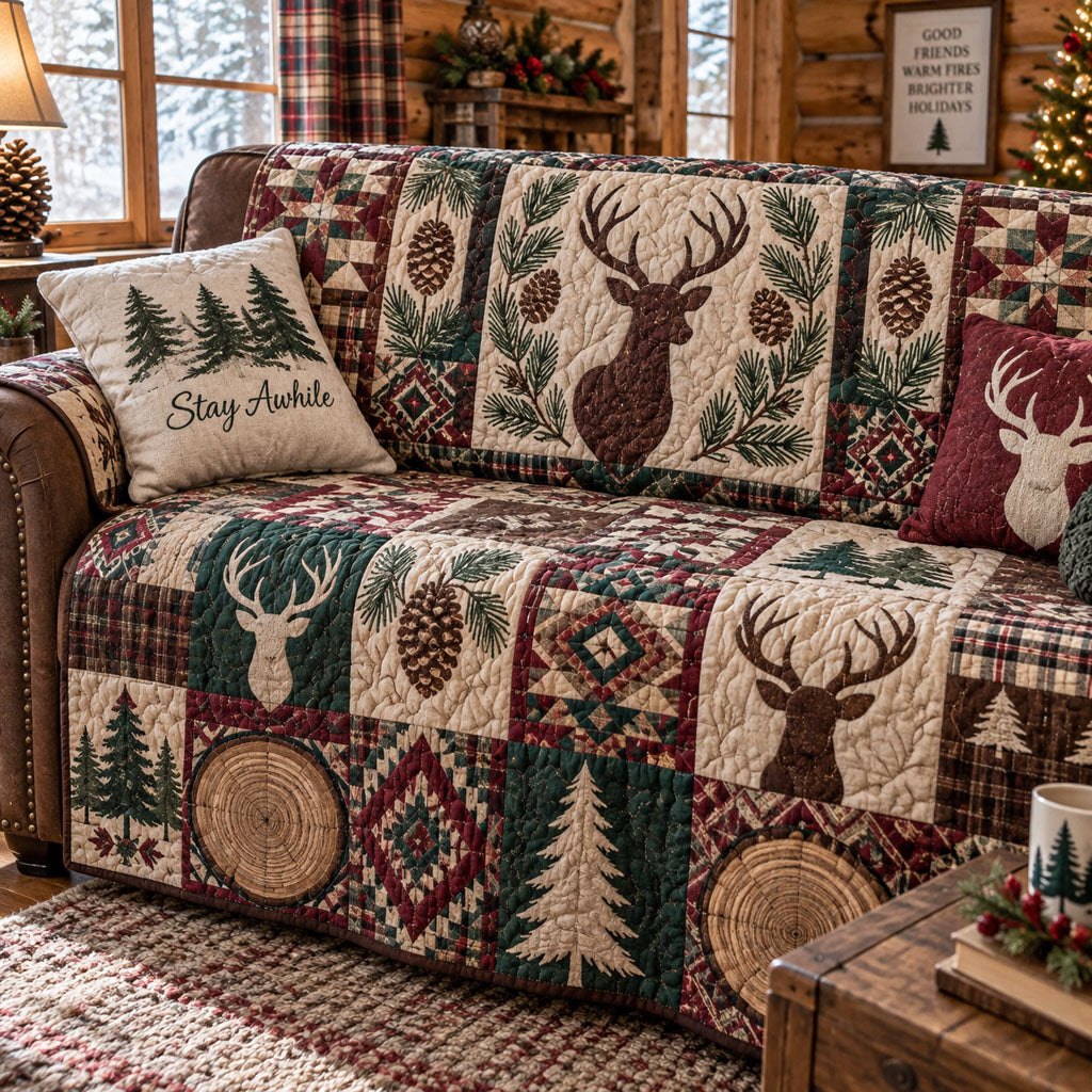 Evergreen Antler Lodge Sofa Cover