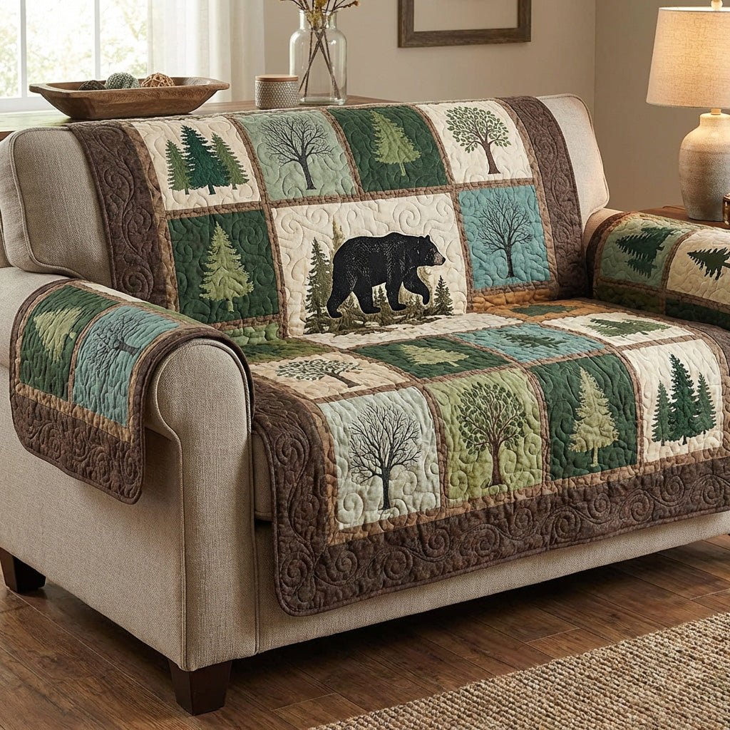 Black Bear Among the Pines Sofa Cover