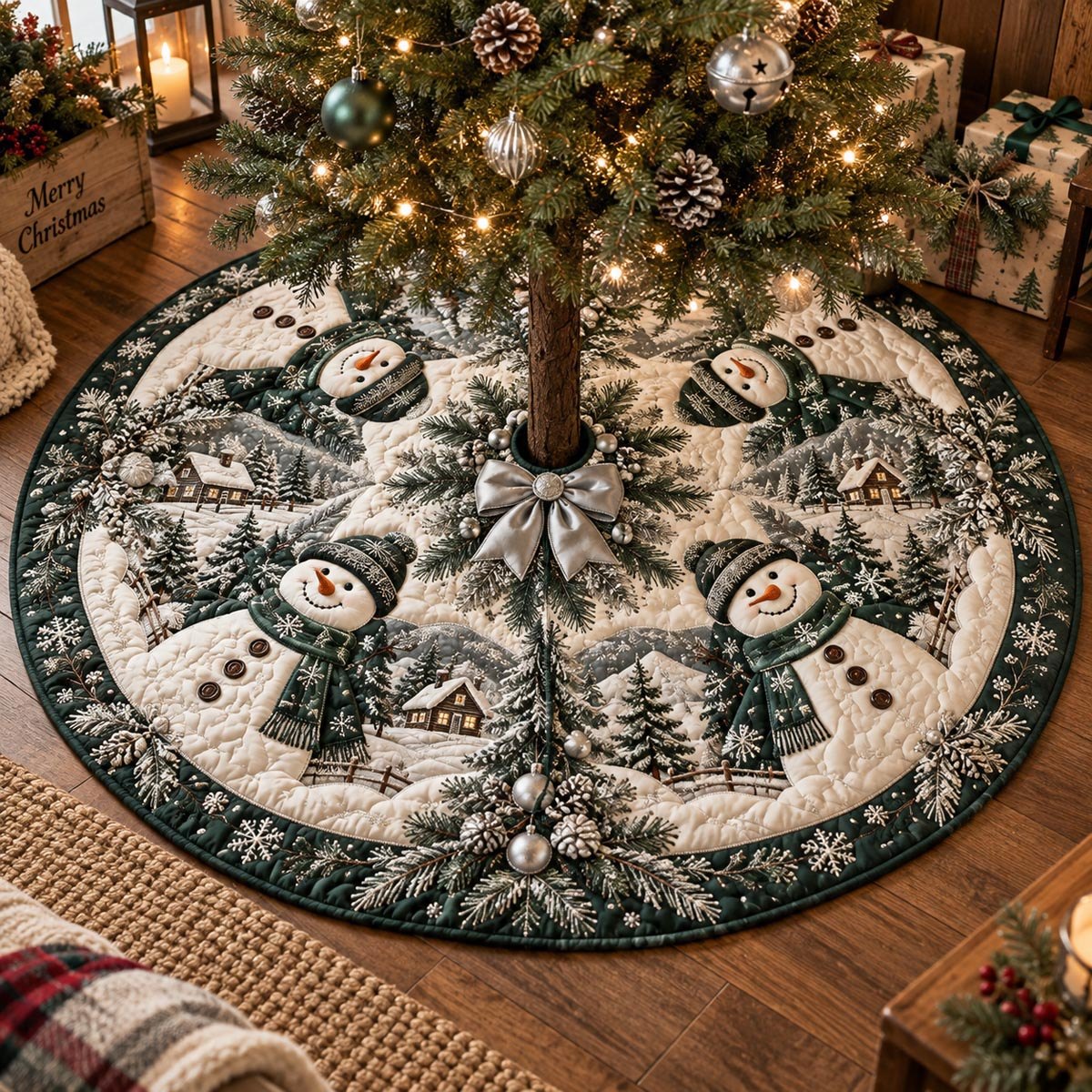 Evergreen Frosty Friends Christmas Tree Skirt