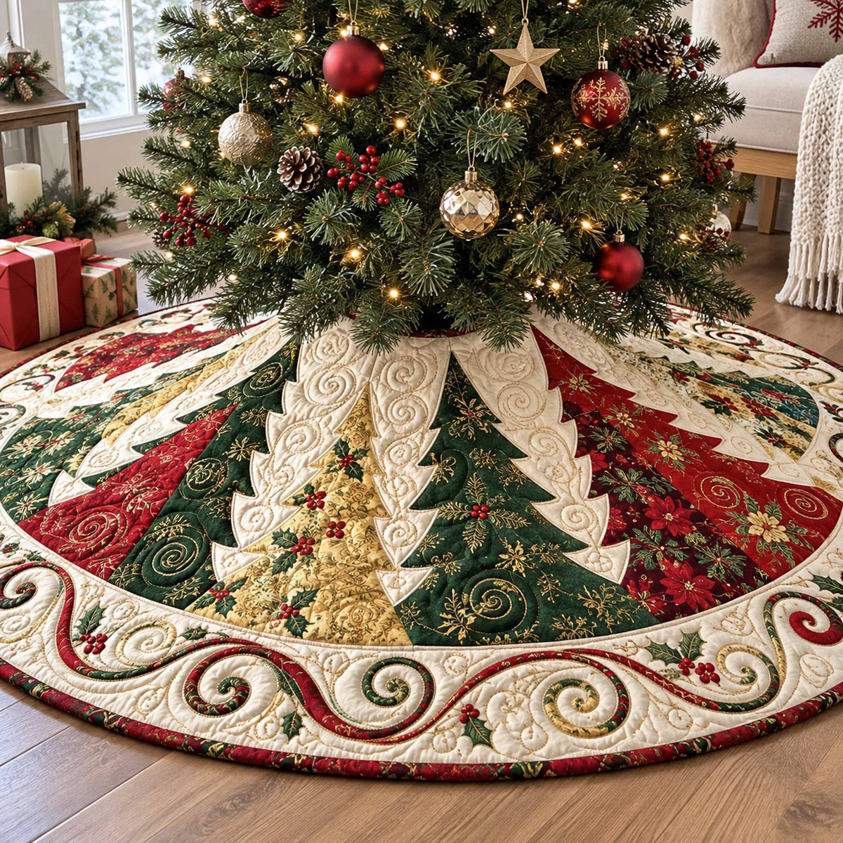 Evergreen Glow Christmas Tree Skirt