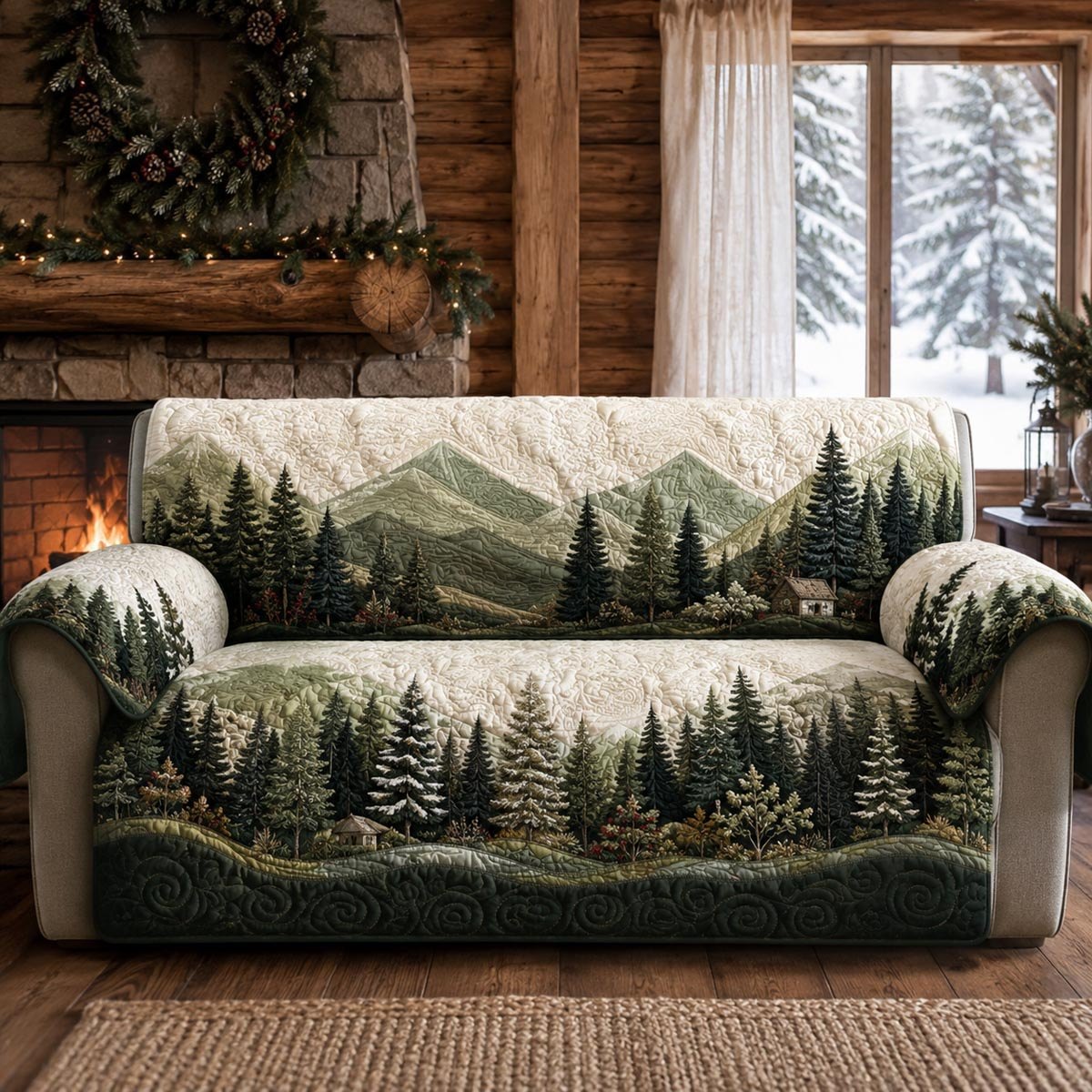 Evergreen Mountain Sofa Cover