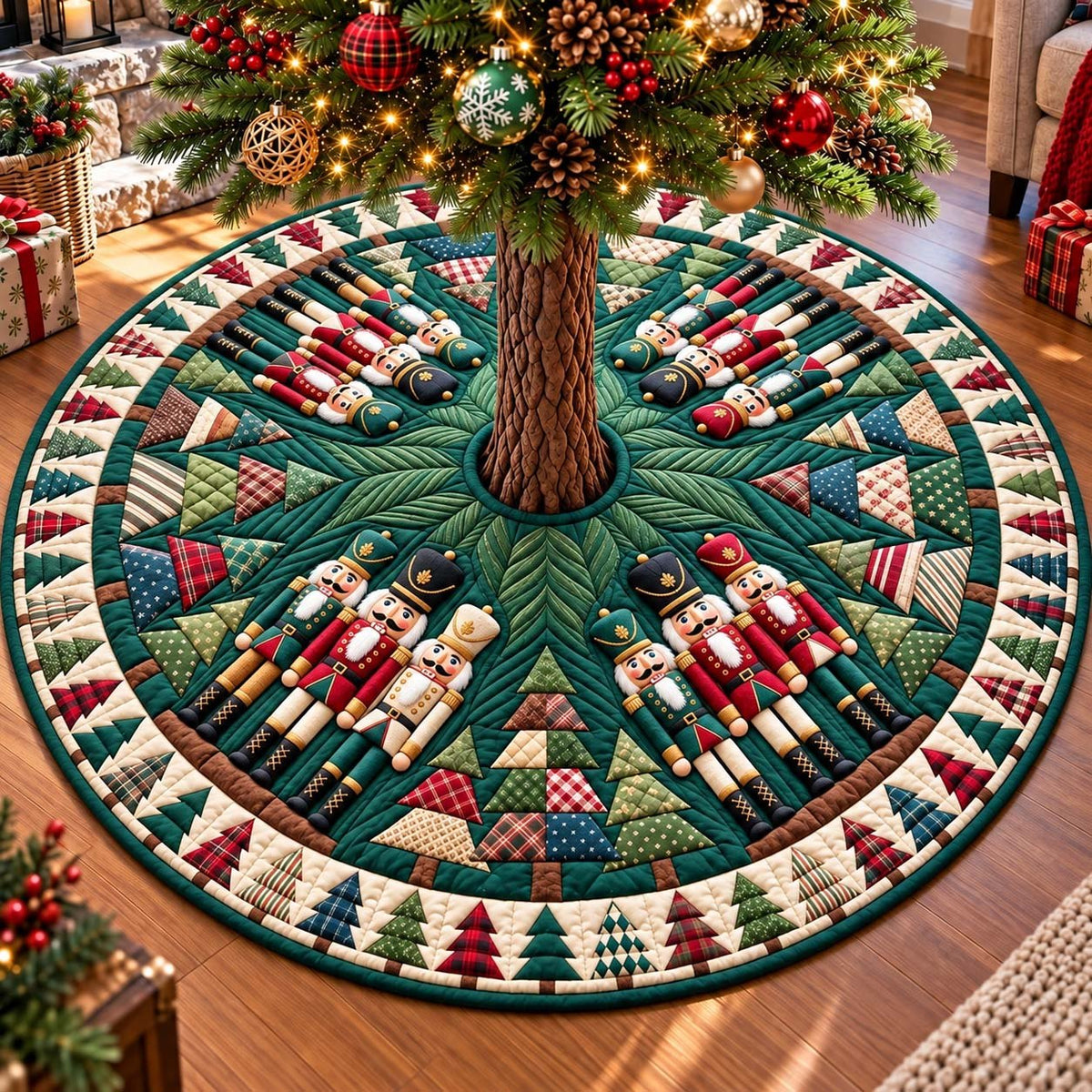 Evergreen Nutcracker Forest Christmas Tree Skirt