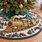 Evergreen Rails Christmas Tree Skirt