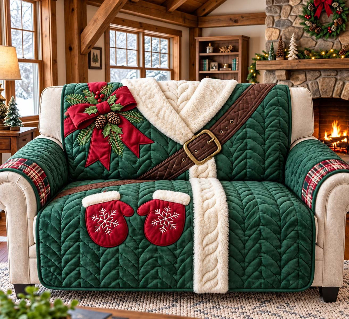 Evergreen Santa Coat Sofa Cover