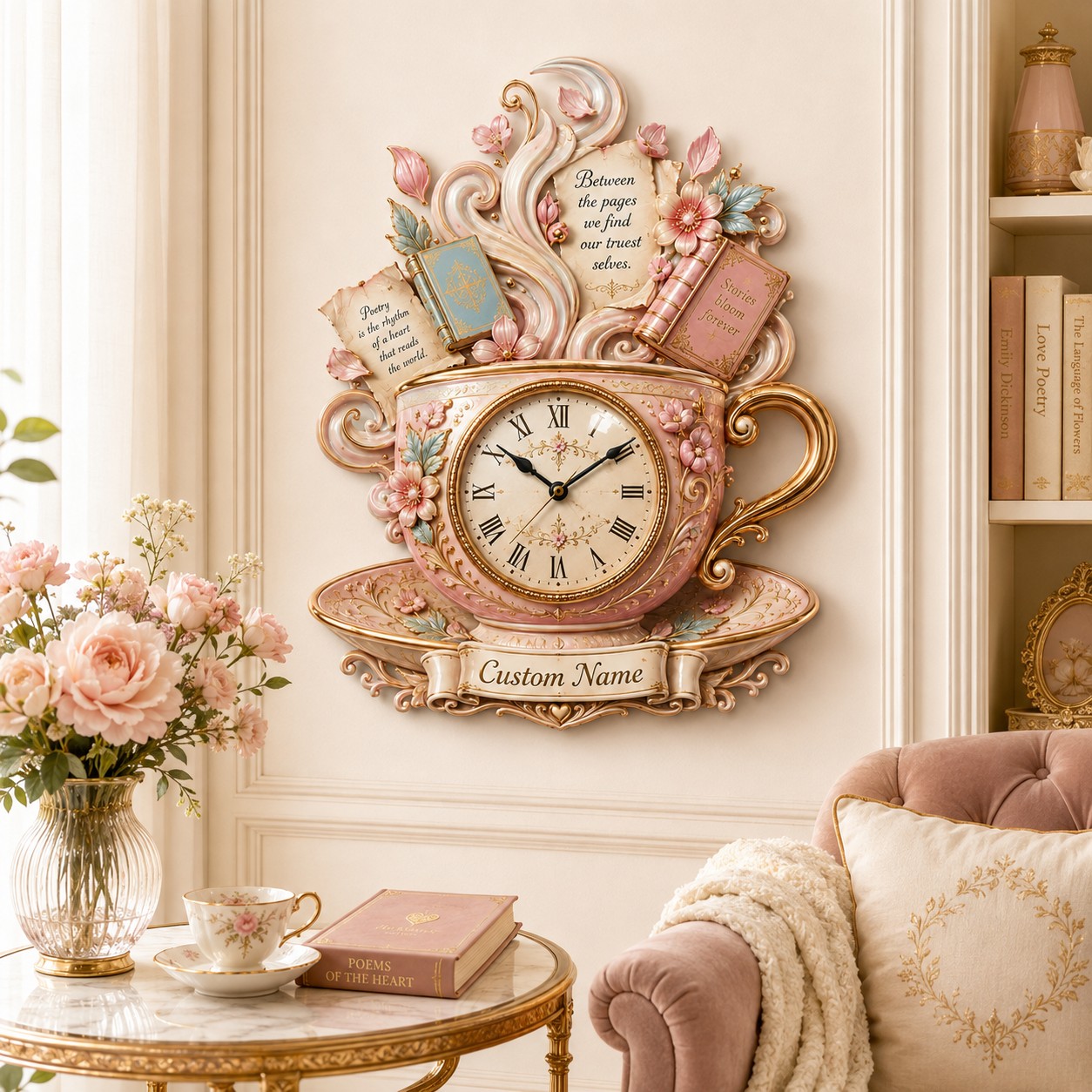 Tea Lover Personalized Wall Clock — personalized with a custom name