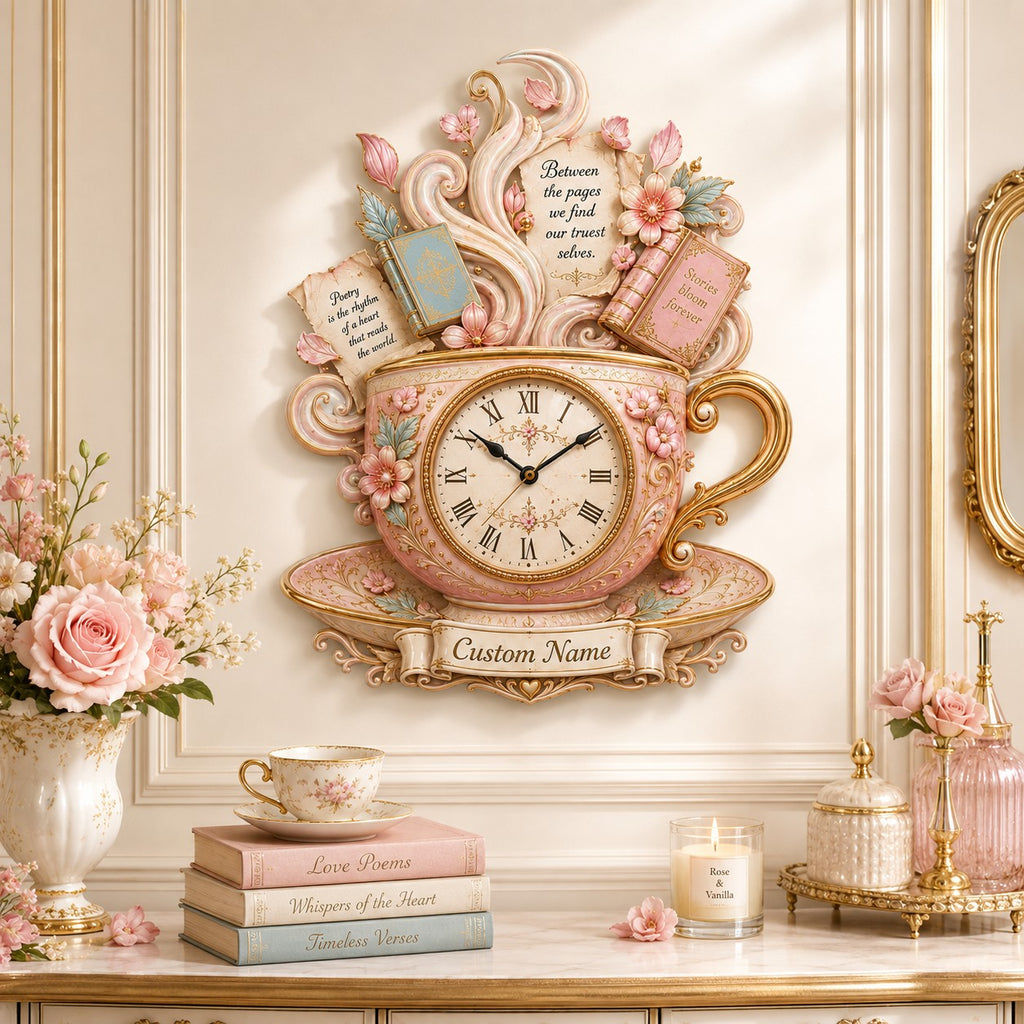Tea Lover Personalized Wall Clock — personalized with a custom name