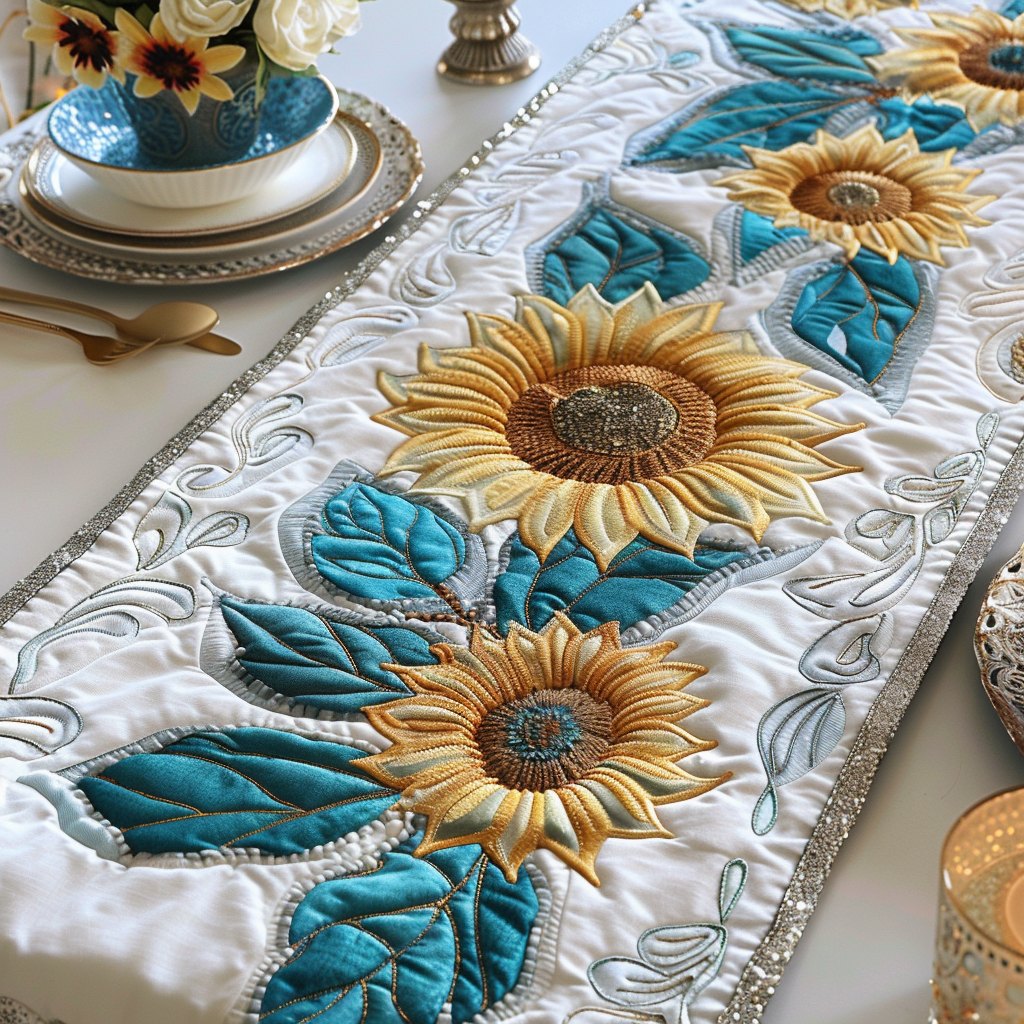 Exquesite Sunflower Fields Table Runner