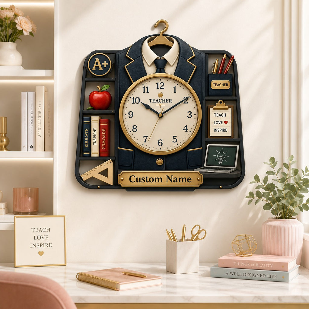 Personalized Teacher Wall Clock — personalized with a custom name