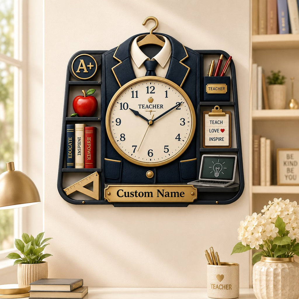 Personalized Teacher Wall Clock — personalized with a custom name