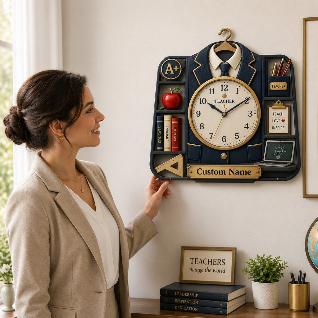 Personalized Teacher Wall Clock — personalized with a custom name