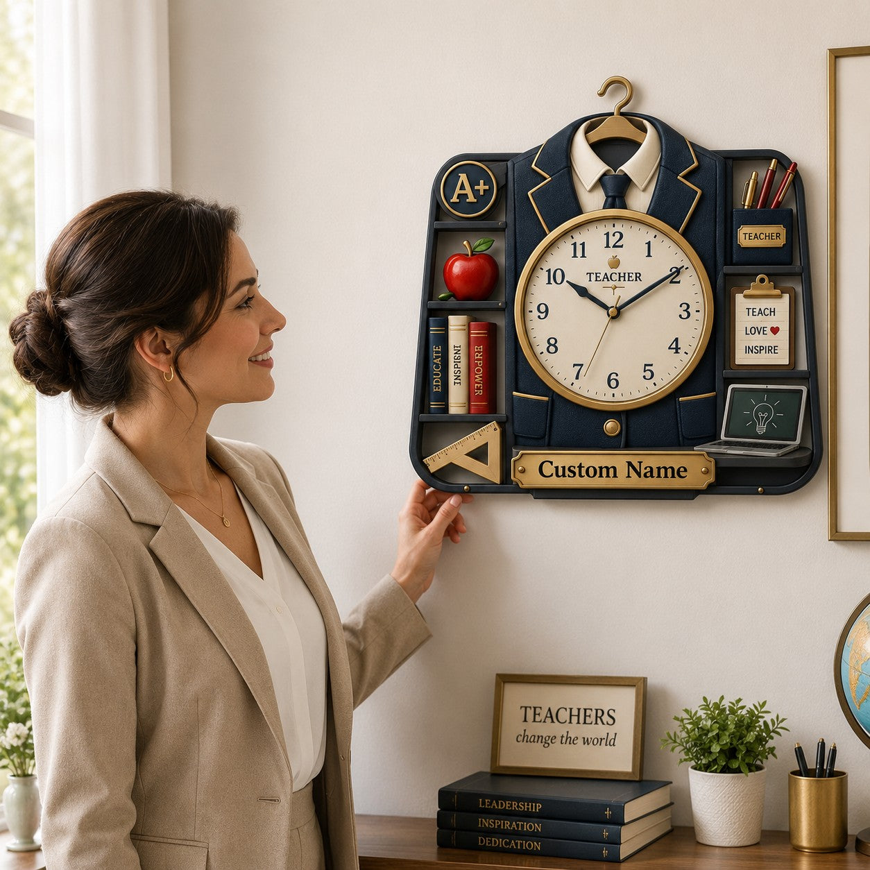 Personalized Teacher Wall Clock — personalized with a custom name