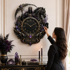 Personalized crowned Grim Reaper and black horse wall clock — personalized with a custom name