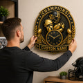 Championship celebration Custom Name Wall Clock — personalized with a custom name