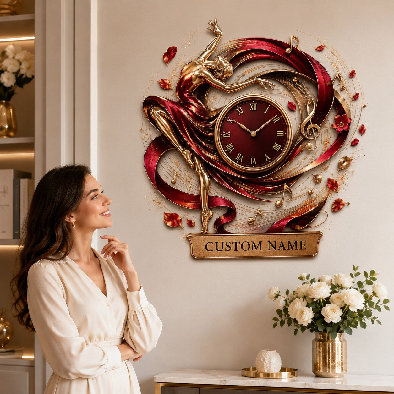 Ballet performers Custom Name Wall Clock — personalized with a custom name