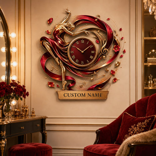 Ballet performers Custom Name Wall Clock — personalized with a custom name