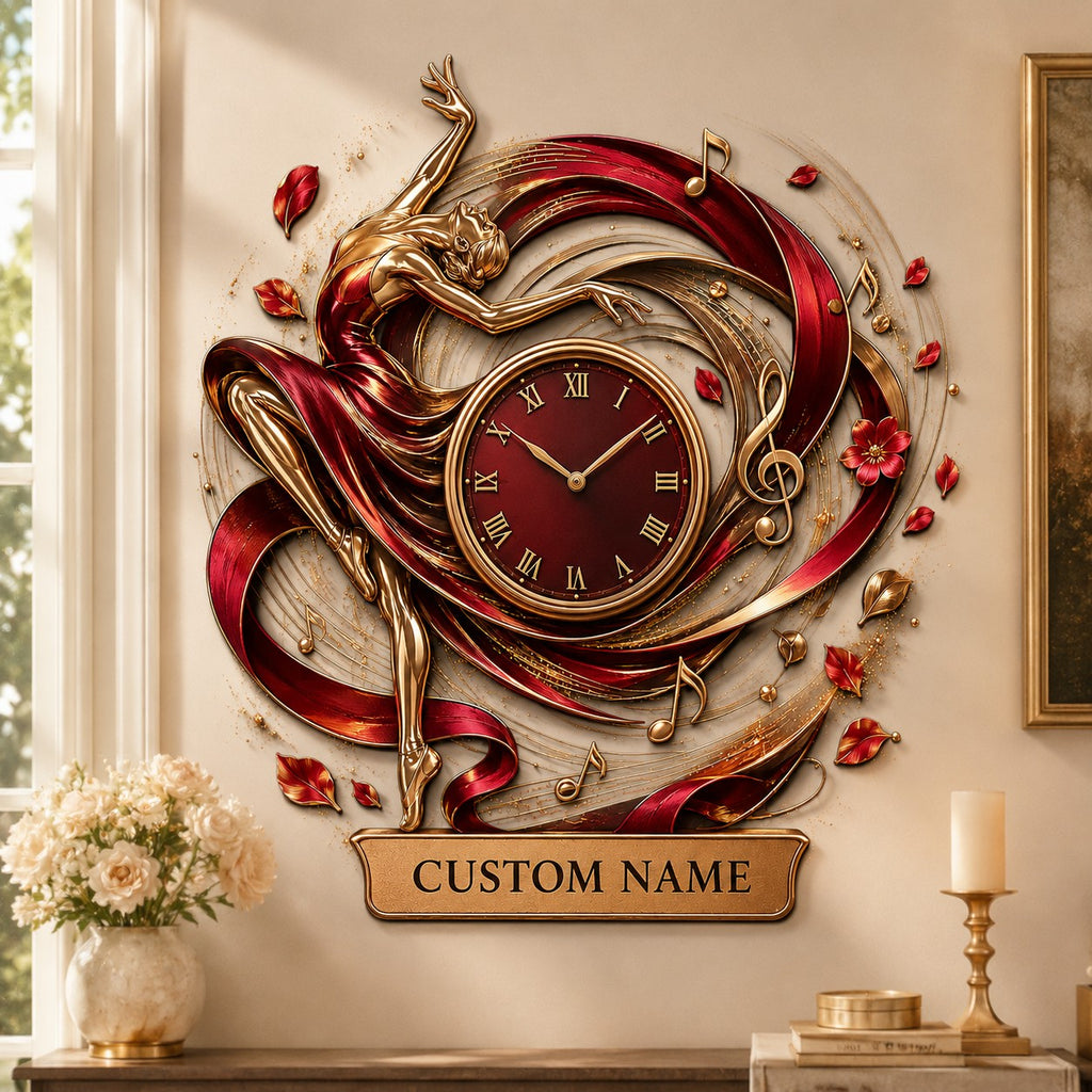 Ballet performers Custom Name Wall Clock — personalized with a custom name