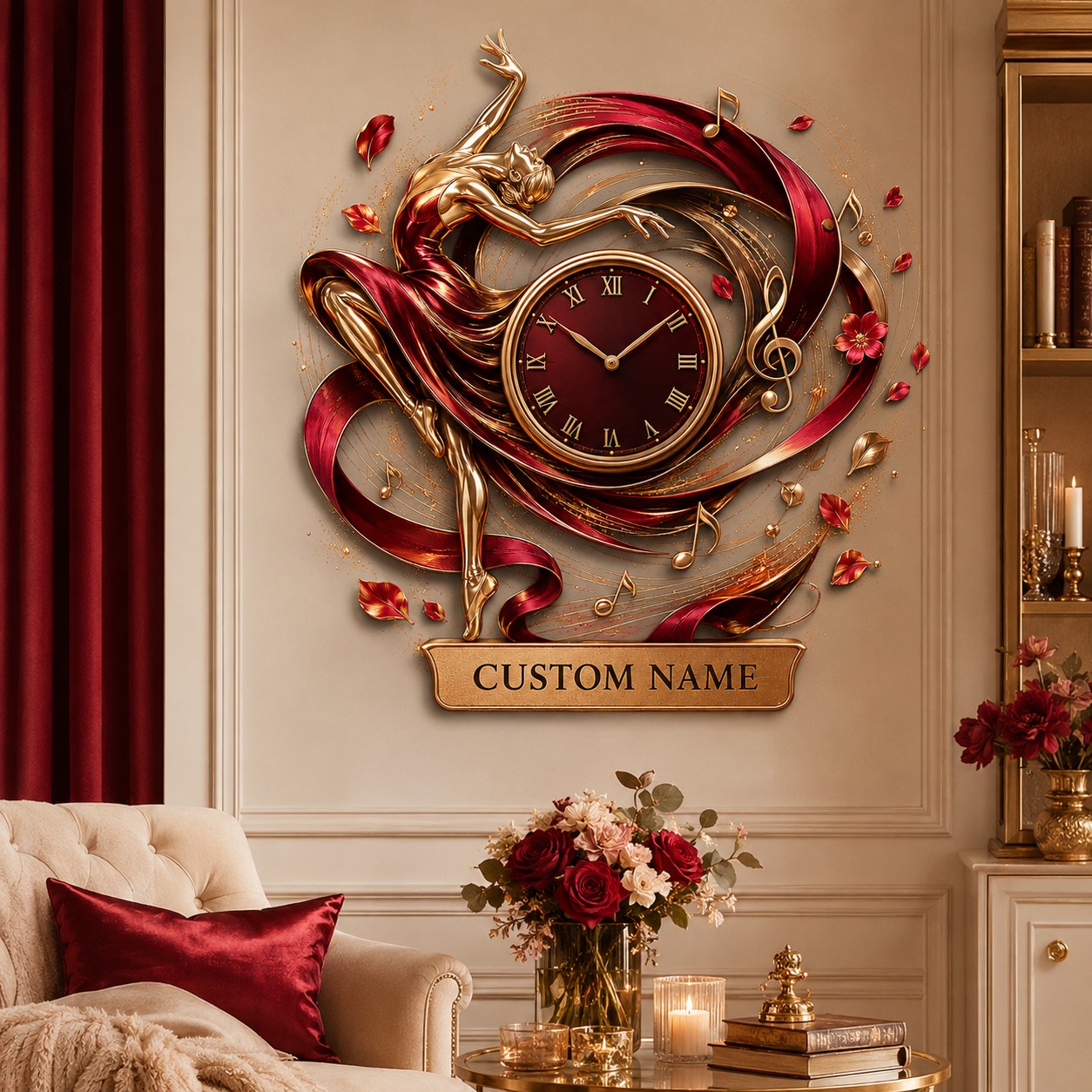 Ballet performers Custom Name Wall Clock — personalized with a custom name