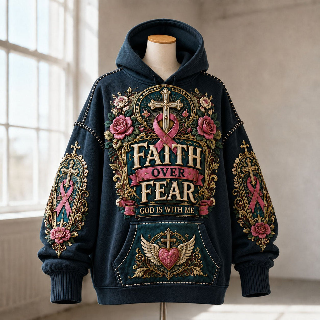 Faith Over Fear God Is with Me hoodie, all-over print