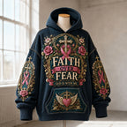 Faith Over Fear God Is with Me hoodie, all-over print