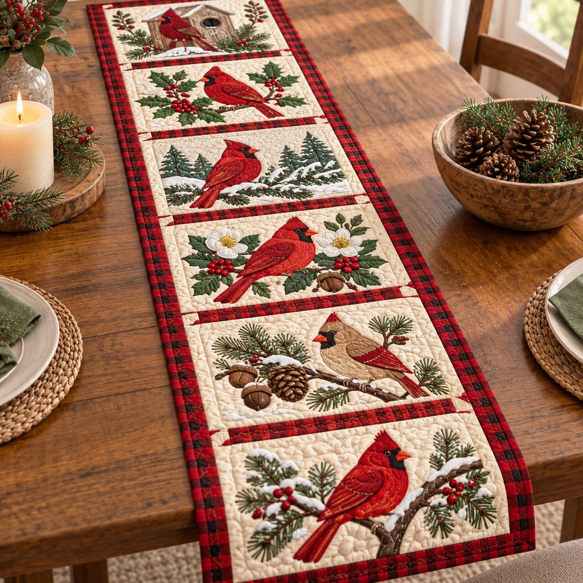 Faithful Redbird Table Runner