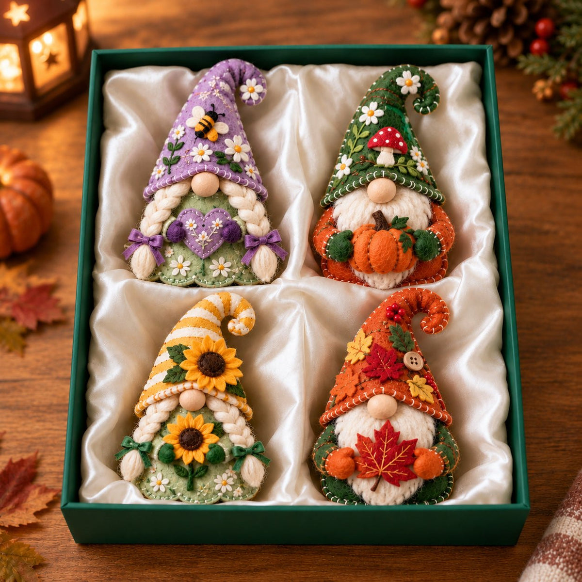 Pumpkin Sunflower Fall Gnome Ornament Gift Set