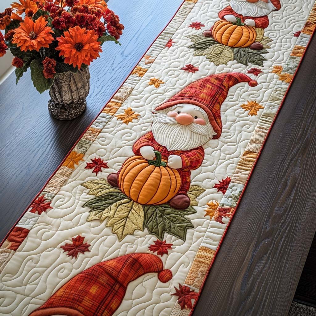 Fall Gnome Gathering Table Runner