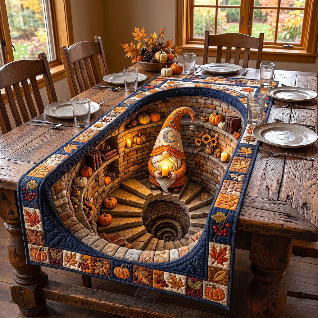 Navy Well Lantern Gnome Table Runner