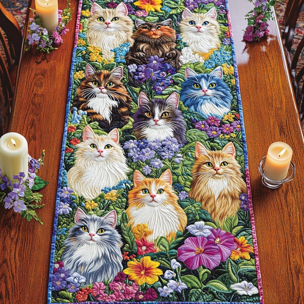 Feline Florals Table Runner