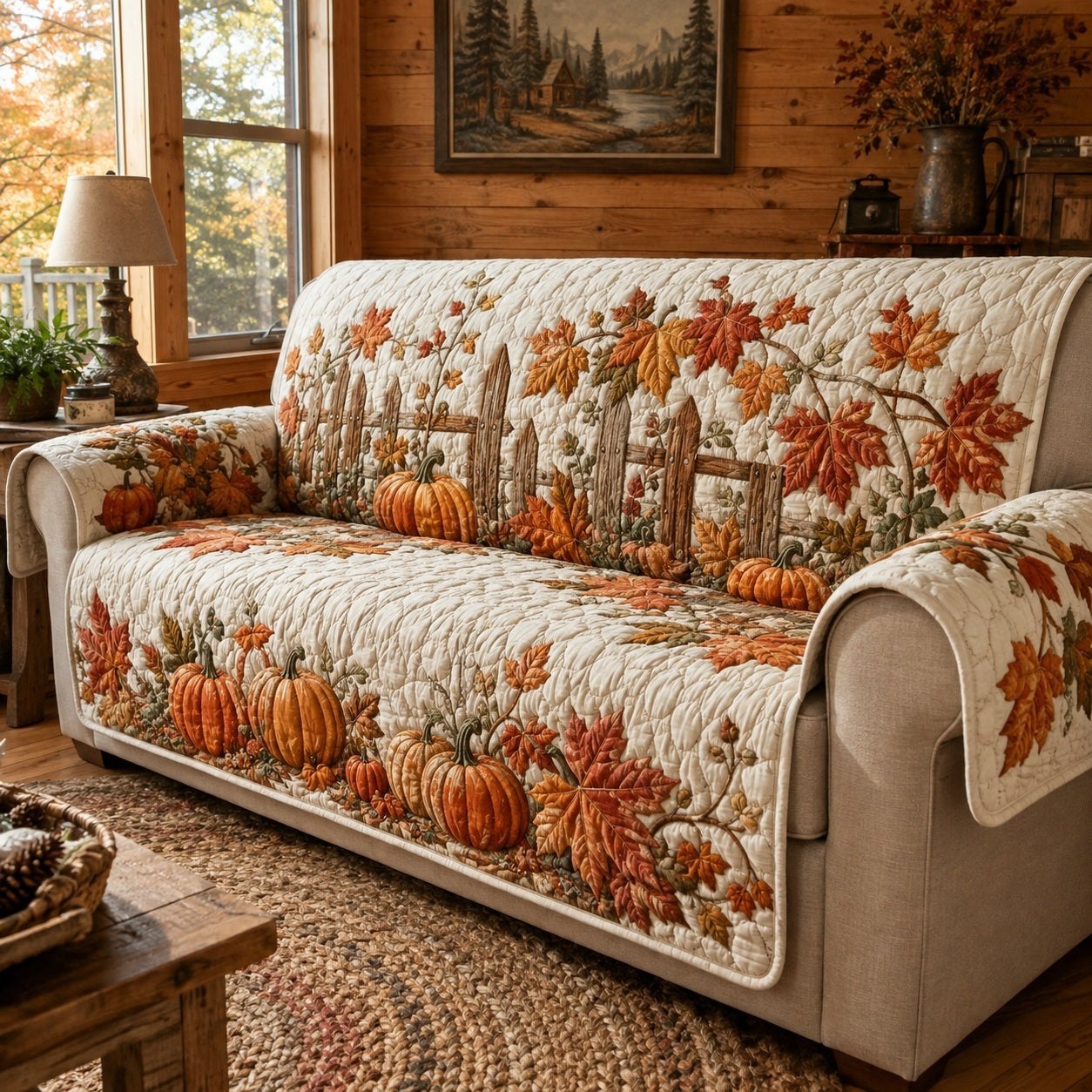 Fence Pumpkins Sofa Cover
