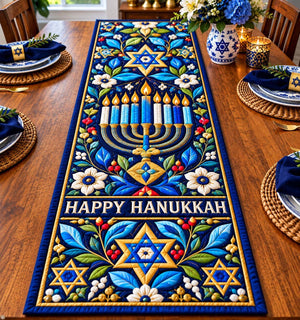 Happy Hanukkah Star Garden Table Runner - Made to Order