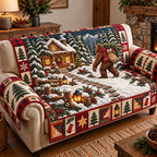 Festive Bigfoot Cabin Sofa Cover