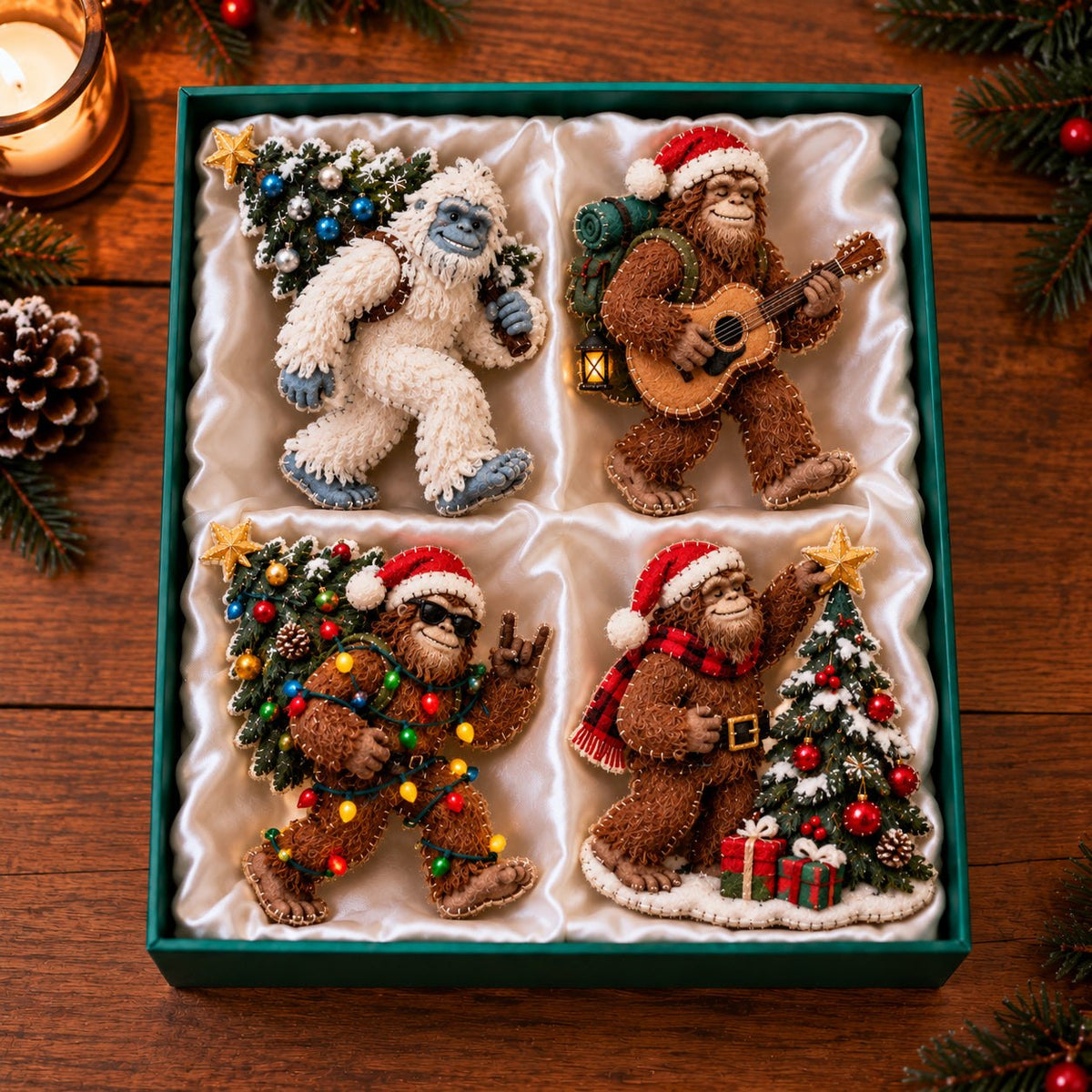 Guitar Yeti Festive Bigfoot Ornament Gift Set