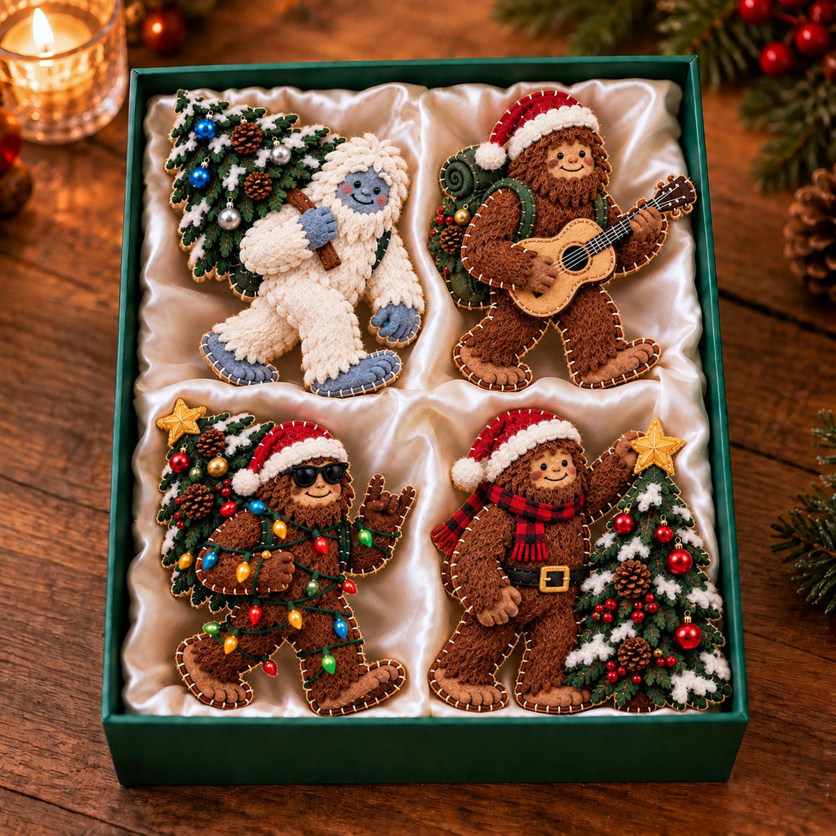 Christmas Lights Festive Bigfoot Ornament Gift Set