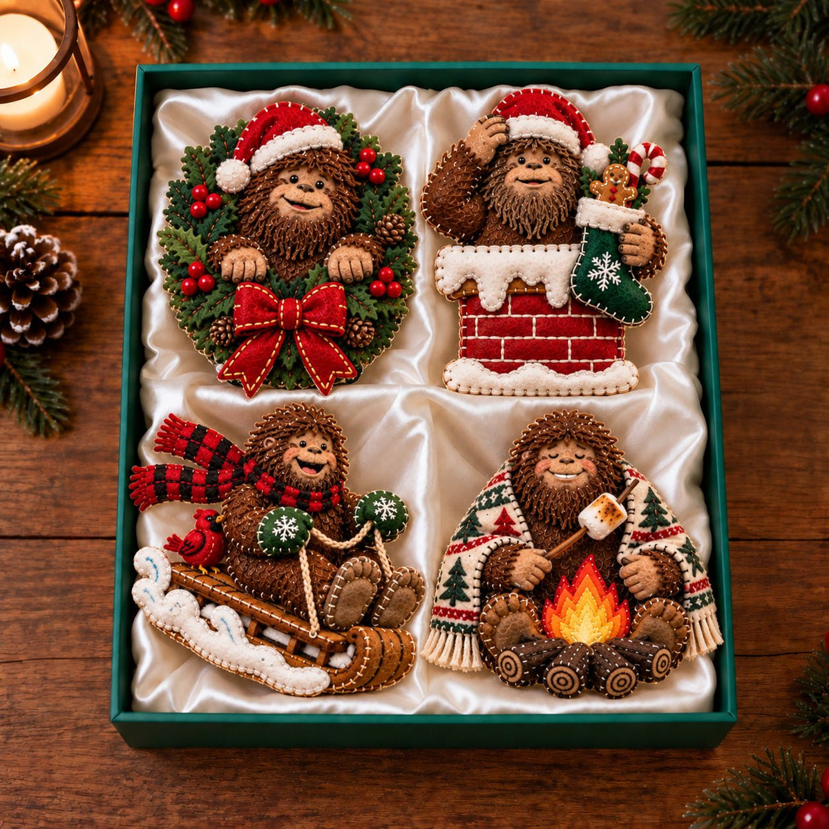 Chimney Sled Festive Bigfoot Ornament Gift Set