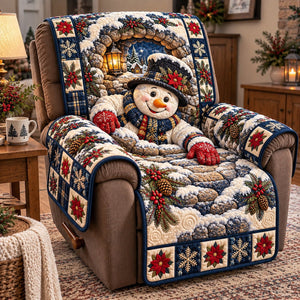 Festive Blue Snowman Sofa Cover - Made to Order