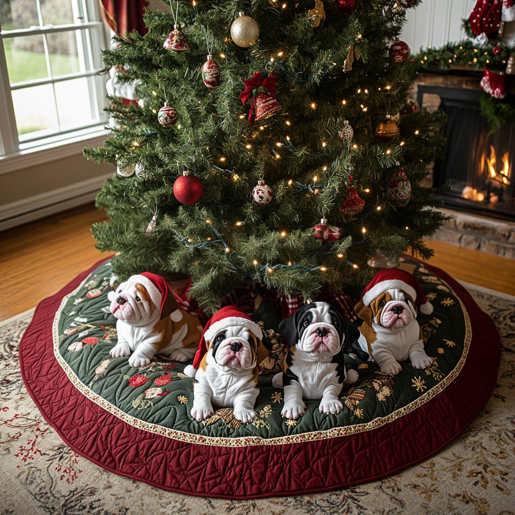 Festive Bulldog Spirit Christmas Tree Skirt