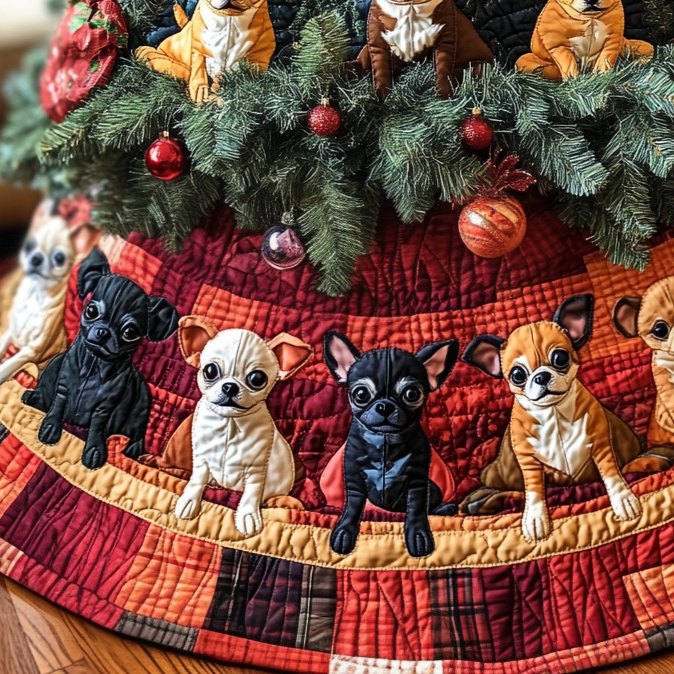 Festive Chihuahua Cheer Chritstmas Christmas Tree Skirt