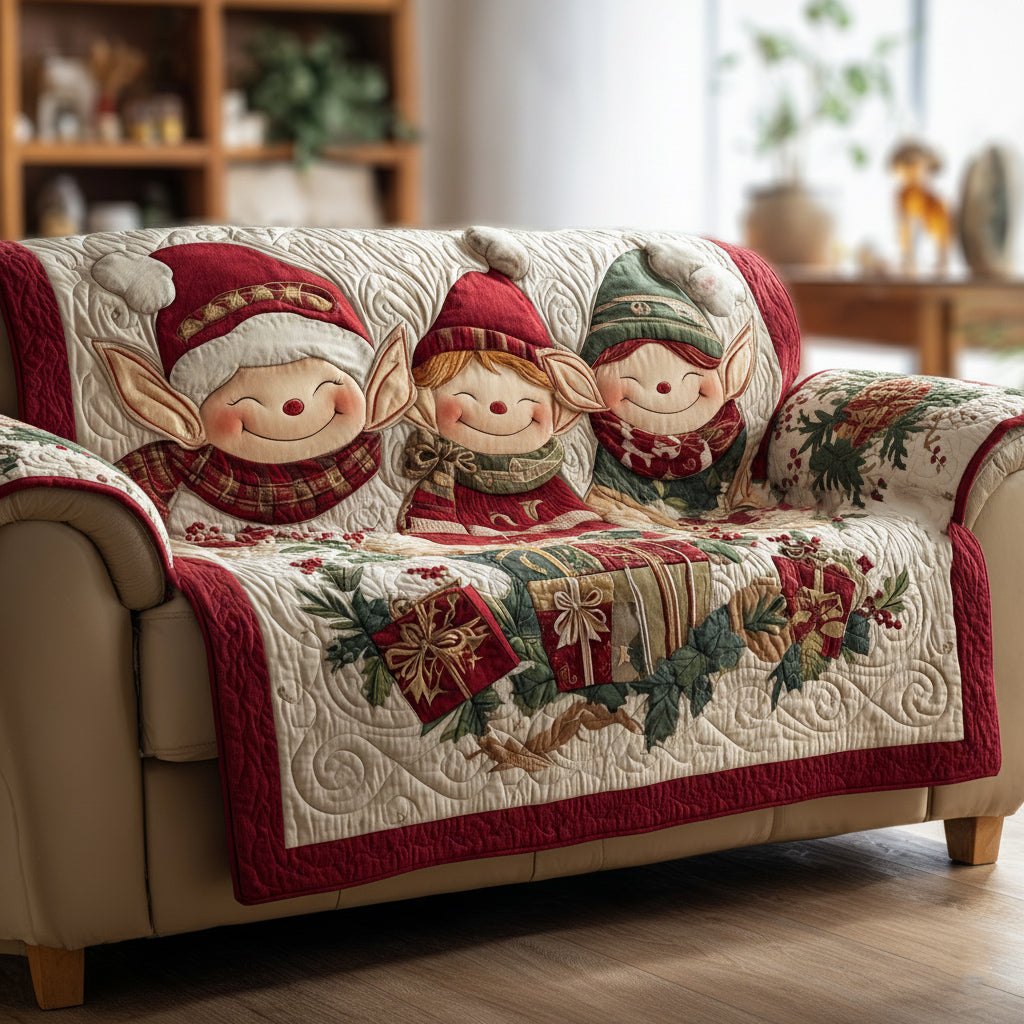Festive Christmas Elf Sofa Cover