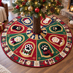 Green Wreath Paws Christmas Tree Skirt
