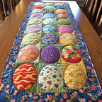 Patterned Eggs in Blue Blocks Table Runner