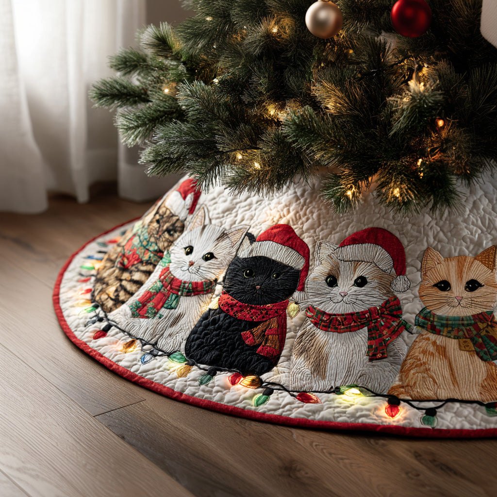 Kittens in Winter Hats Christmas Tree Skirt