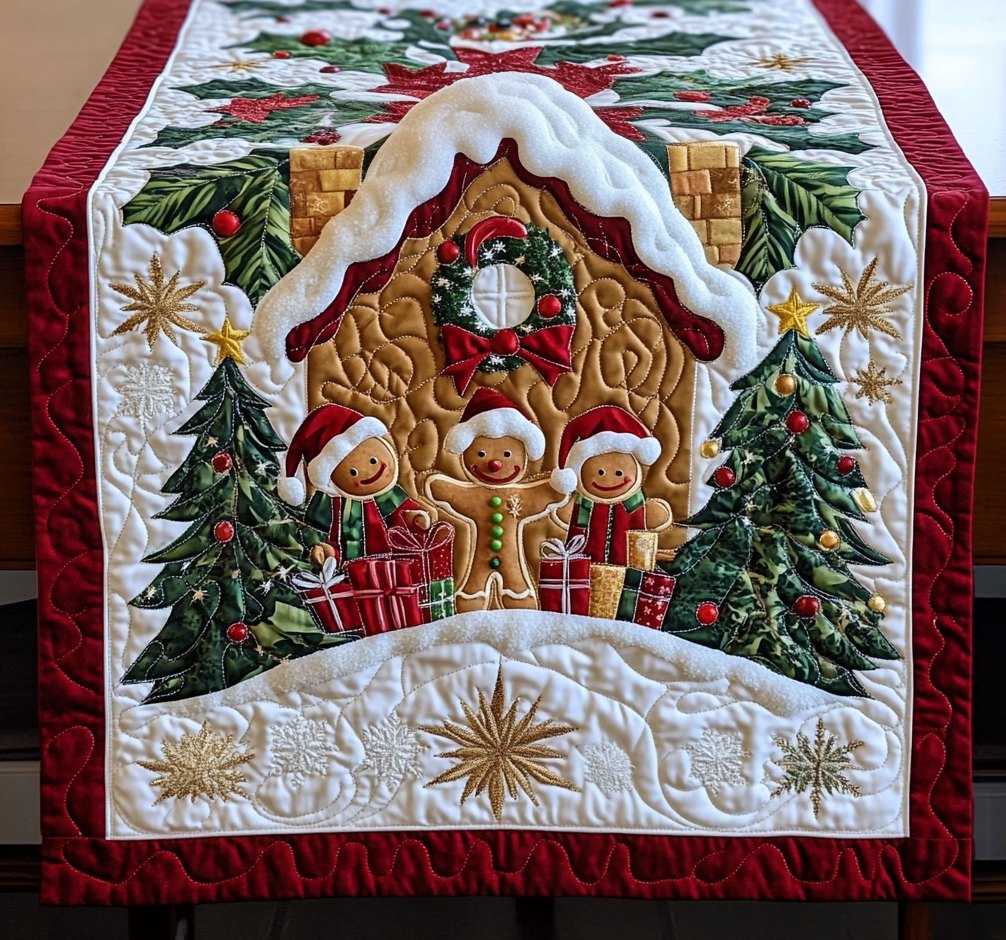 Festive Gingerbread Table Runner
