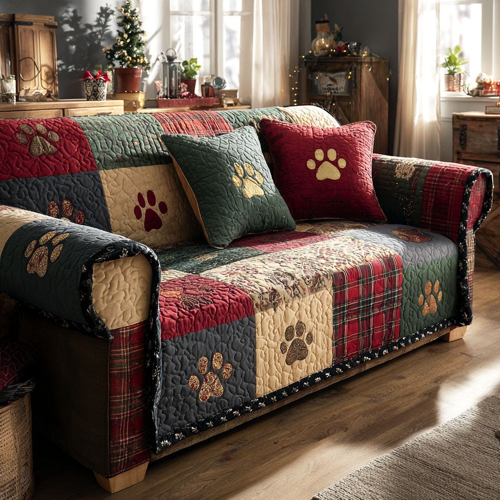Festive Paw Sofa Cover