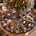 Festive Paws and Snowflakes Christmas Tree Skirt