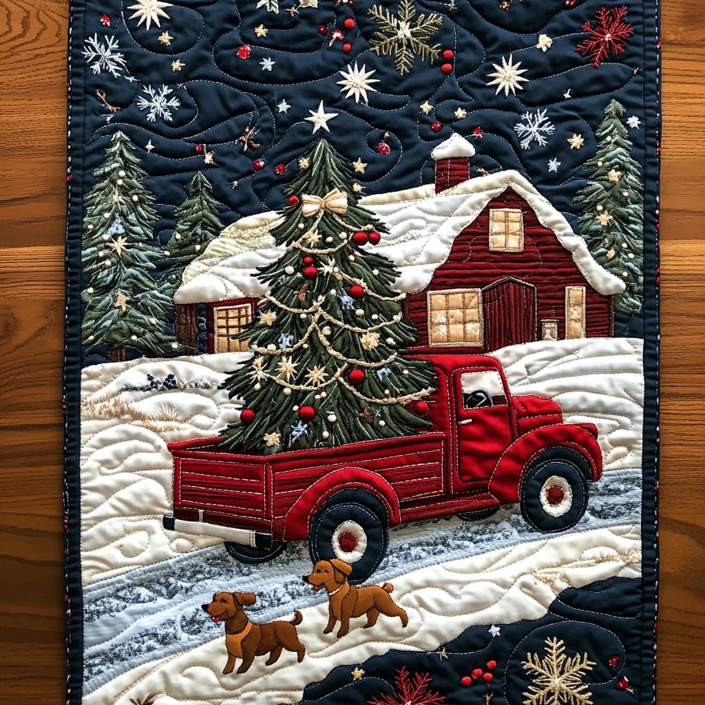 Festive Paws and Wheels Table Runner