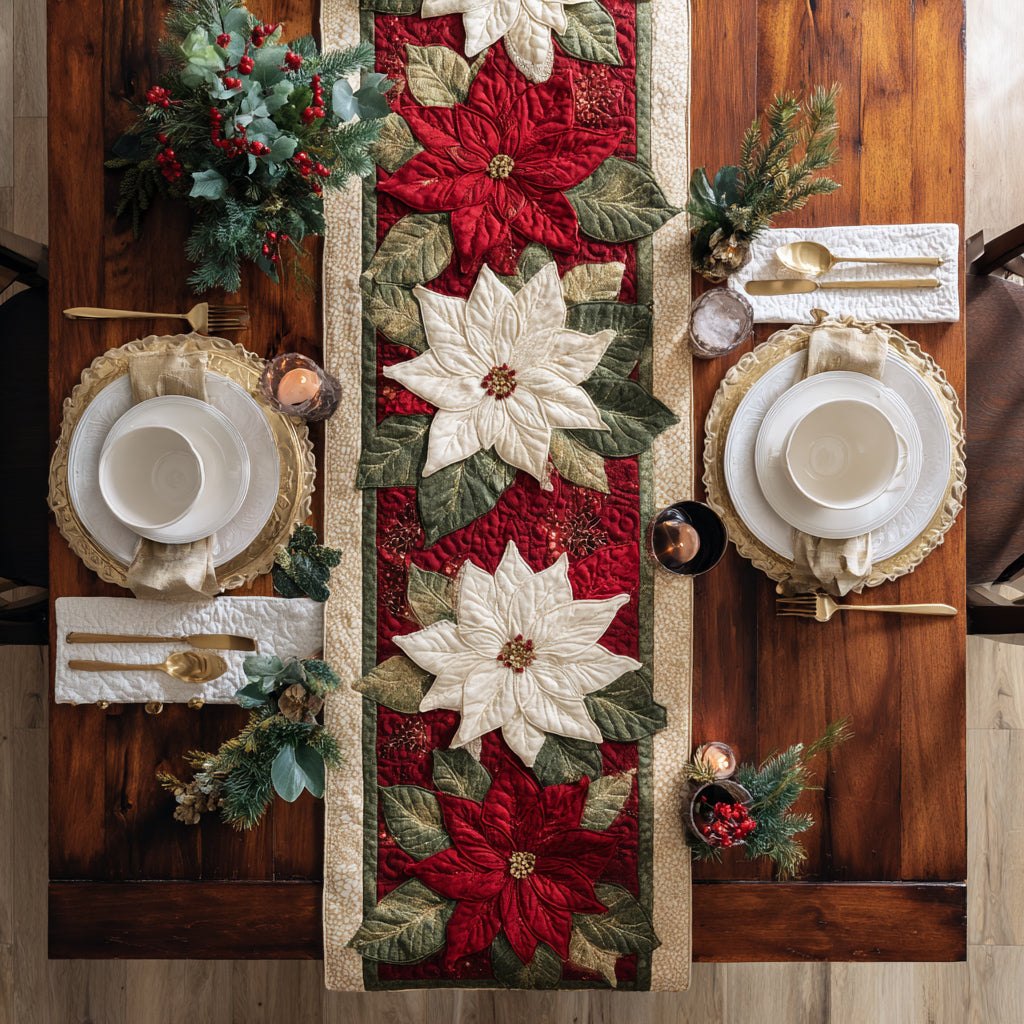 Festive Poinsettia Path Table Runner