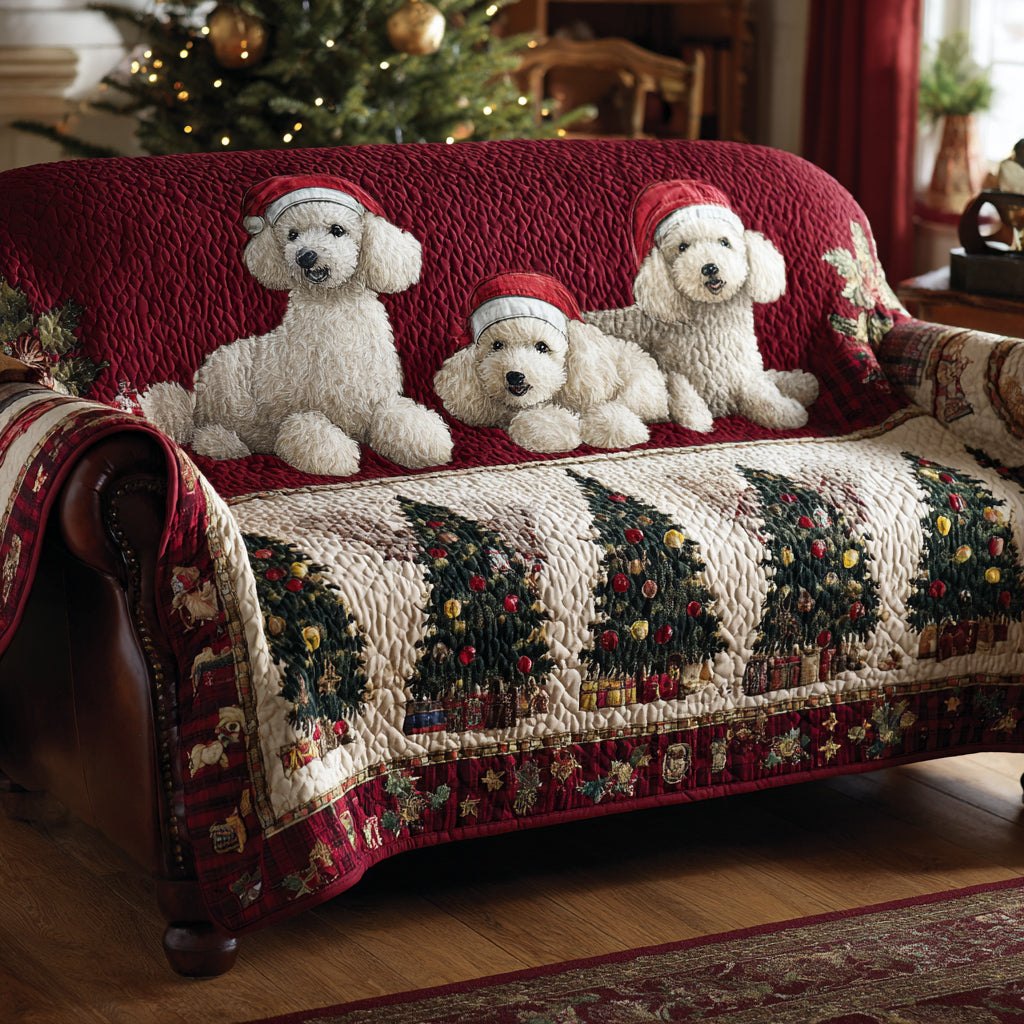 Festive Poodle Trio Sofa Cover