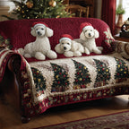 Festive Poodle Trio Sofa Cover