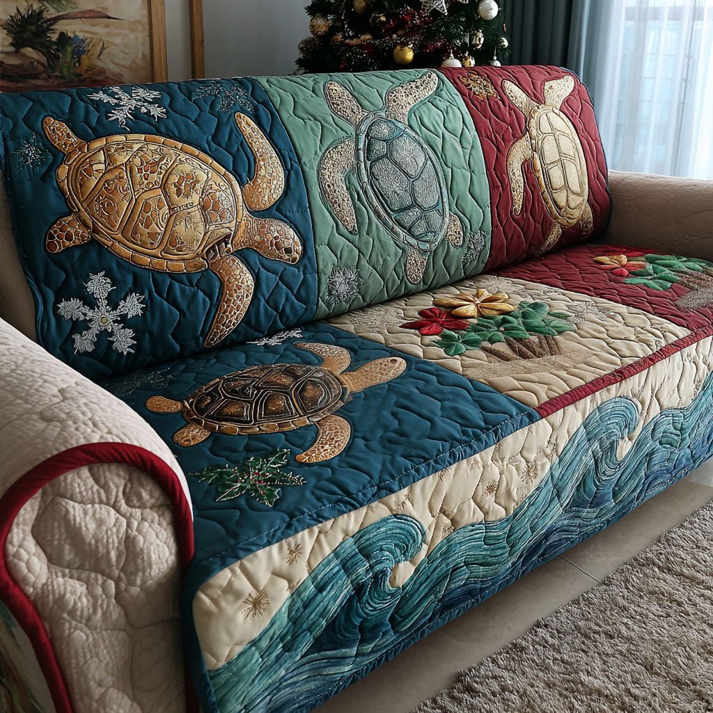 Festive Sea Turtle Sofa Cover