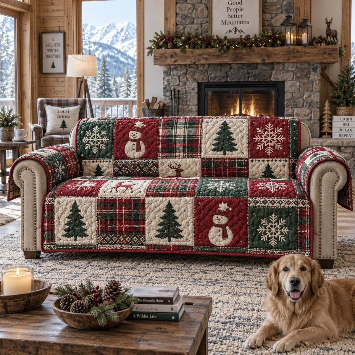 Festive Tartan Frost Sofa Cover